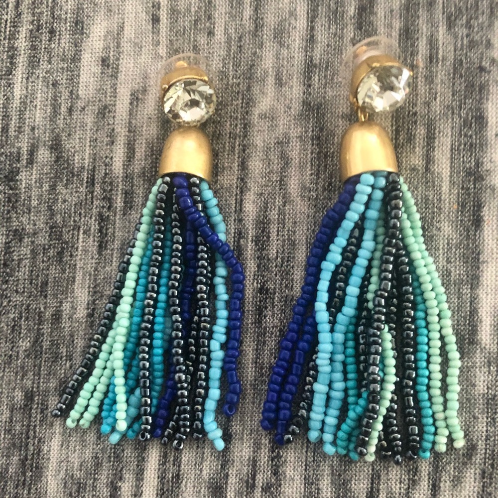 J crew Rhinestone and Drop Bead Earrings- ocean